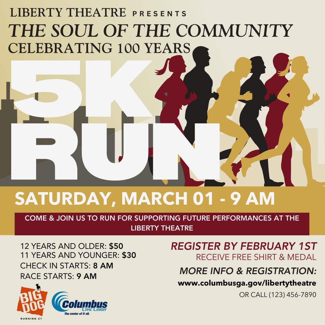 Flyer for the Liberty Theatre 5K run