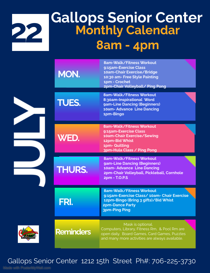 July Monthly Calendar